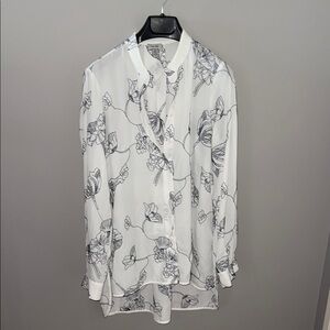 Tristan White and Black Casual Button Down Shirt